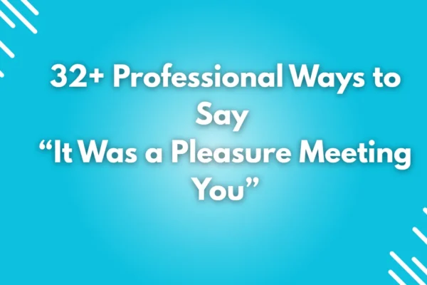 It Was a Pleasure Meeting You