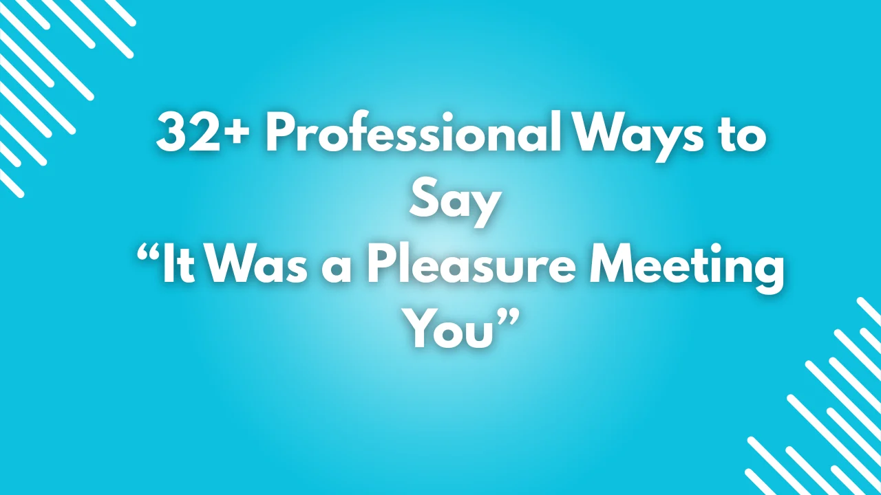 It Was a Pleasure Meeting You